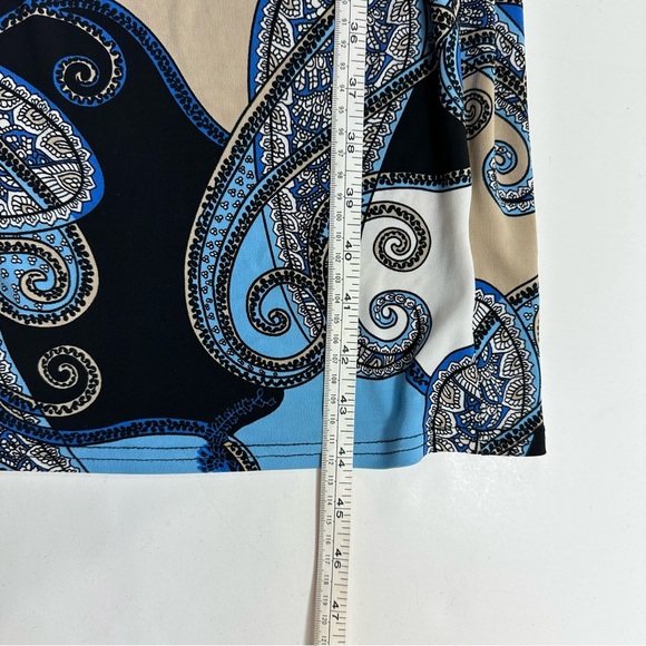 Attention V Neck Blue and Black Paisley Dress - Picture 6 of 9